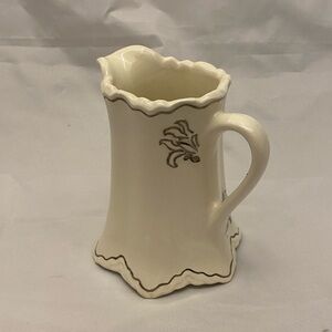 Small Pitcher Hand-painted Silver-trimmed Ivory, Ceramic, Vintage